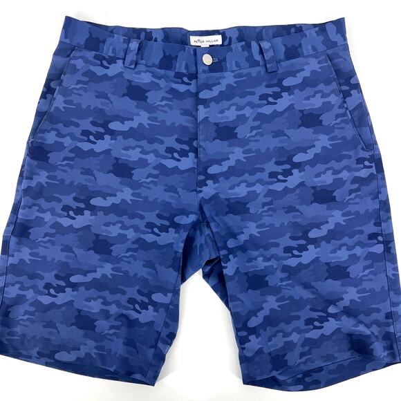 Peter Millar Blue Crown Sport Mens Camo Performance Stretch Golf Shorts Size 34 - Picture 1 of 10
